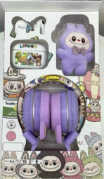Bluetooth Handfree Labubu Combo Ah 9101-Purple - Image 2